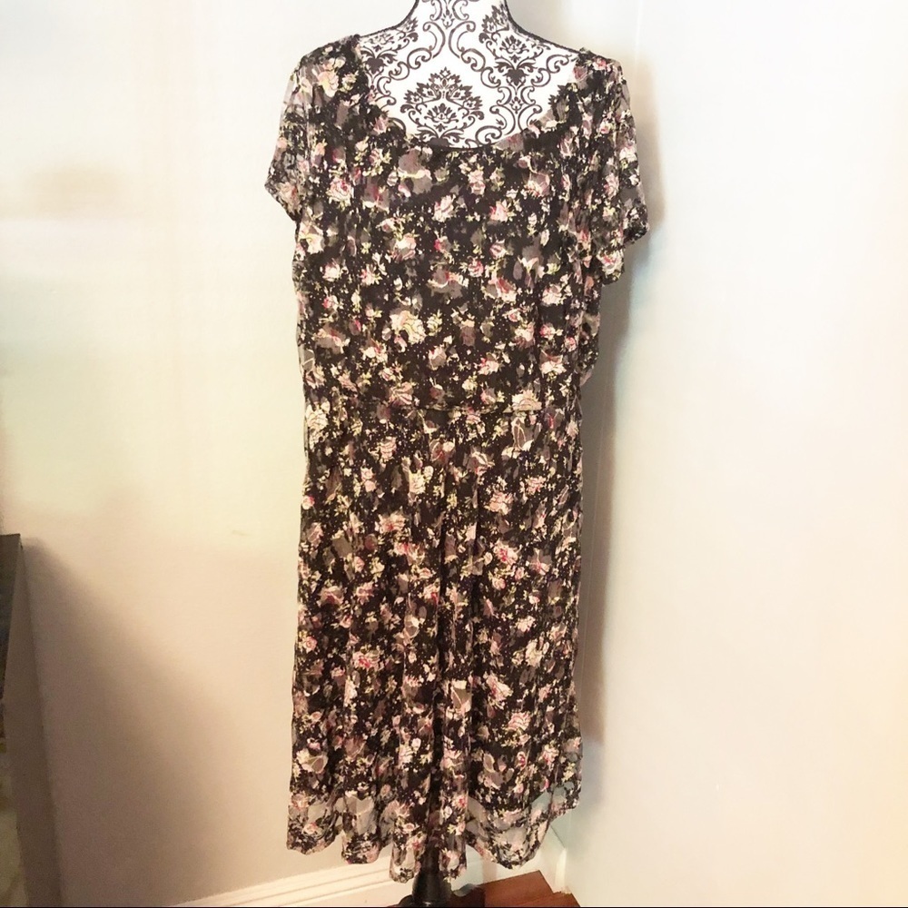 PaperDoll Floral Short Sleeves Mesh Print Dress NWT